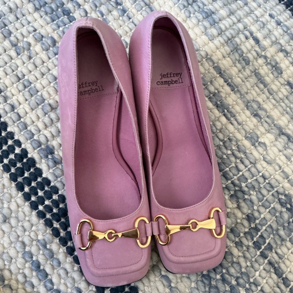 Jeffery Campbell nobility pump Pink Gold Decorative Hardware square toe size 7 - Picture 3 of 6